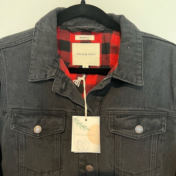 Thread & Supply Flannel Lined Denim Jacket NWT - Picture 3 of 5